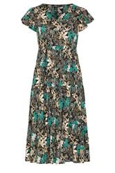 YOURS Plus Size Black & Green Floral Smock Dress | Yours Clothing 5
