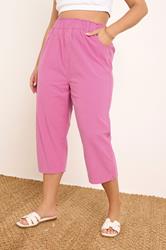 YOURS Plus Size Hot Pink Cool Cotton Cropped Trousers | Yours Clothing 2