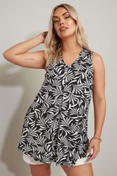 YOURS Plus Size Black Abstract Print Pleat Front Vest Top 1