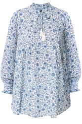 YOURS Plus Size Blue Floral Tie Neck Blouse | Yours Clothing 5
