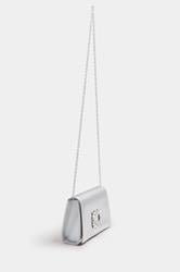 Silver Faux Leather Diamante Buckle Clutch Bag | Yours Clothing 3