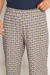 YOURS Plus Size Natural Brown Geometric Textured Wide Leg Trousers | Yours Clothing 4