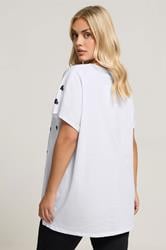 YOURS Plus Size White Printed Heart Slash Detail Top | Yours Clothing 2