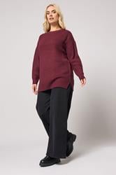 YOURS Plus Size Berry Red Drop Shoulder Jumper | Yours Clothing 1