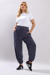 YOURS Plus Size Navy Blue Balloon Joggers | Yours Clothing 1