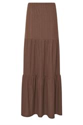 LTS Tall Chocolate Brown Textured Tiered Maxi Skirt | Long Tall Sally 1