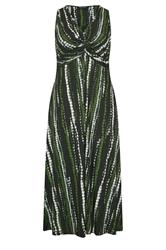 EVANS Curve Black & Khaki Tie Dye Knot Front Maxi Dress