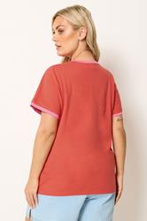 YOURS Plus Size Orange Contrast Trim T-Shirt | Yours Clothing 2