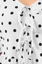 YOURS  Plus Size White Polka Dot Bow Front Peplum Top | Yours Clothing 5