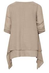 EVANS Plus Size Natural Brown Double Layer Blouse | Evans 2