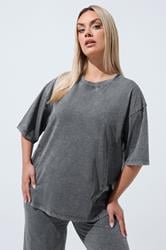 LIMITED COLLECTION Plus Size Grey Acid Wash Seam Detail Top | Yours Clothing 3