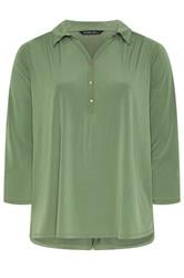 EVANS Curve Khaki Green Long Sleeve Blouse
