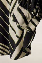 EVANS Plus Size Black & White Linear Stipe Print Blouse | Evans 7
