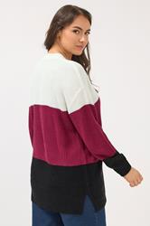 YOURS Plus Size Red Colourblock Jumper | Yours Clothing 2