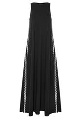 LTS Tall Black Swirl Trim Cotton Sleeveless Midi Dress