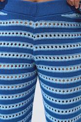 LIMITED COLLECTION Plus Size Blue Stripe Knitted Trousers | Yours Clothing 5