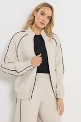 LTS Tall Women's Ivory White Piped Zip Through Jacket | Long Tall Sally 3