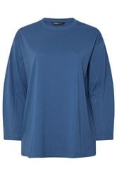 YOURS Curve Navy Blue Seam Detail Skater Top