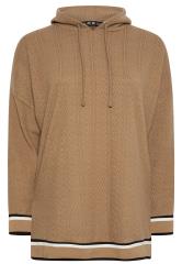 YOURS Plus Size Natural Brown Knit Hoodie | Yours Clothing 5