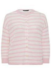 YOURS Curve Pink Stripe Knitted Cardigan