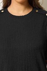 YOURS Plus Size Black Button Detail Bubble Texture Top | Yours Clothing 4