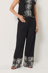 LTS Tall Women's Set Black Floral Embroidered Linen Top & Trousers Set | Long Tall Sally  5