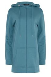 LTS Tall Women's Teal Blue Cotton Longline Zip Hoodie | Long Tall Sally 5