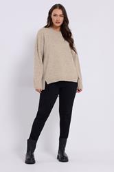 YOURS Plus Size Beige Brown Drop Shoulder Seam Detail Jumper | Yours Clothing 1