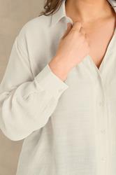 EVANS Plus Size Natural Brown Sheer Long Sleeve Shirt | Evans 5