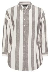 YOURS Curve Chocolate Brown Stripe Linen Shirt