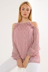 STAR Pink Metallic Cold Shoulder Top | StarByJM 3