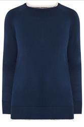 LTS Tall Women's Navy Blue Layered Knitted Jumper | Long Tall Sally 5