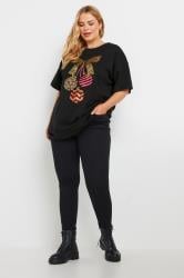 YOURS Plus Size Black Sequin Embellished Christmas Bauble T-Shirt | Yours Clothing 3