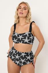 YOURS Plus Size Black Starfish Print Bikini Top | Yours Clothing 1