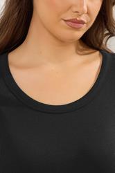 YOURS Plus Size Black Ribbed Scoop Neck Top | Yours Clothing 4
