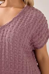 YOURS Plus Size Dusky Pink Bubble Textured T-Shirt | Yours Clothing 5
