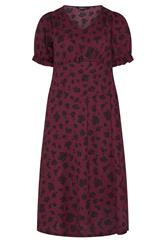 YOURS Plus Size Burgundy Red Floral Tea Dress | Yours Clothing 1