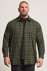 JACK & JONES Big & Tall Green Flannel Checked Shirt | BadRhino 3