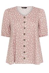 YOURS Curve Pink Floral Button Front Top