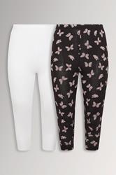 YOURSET 2 PACK Plus Size Black Butterfly Print Cropped Leggings | Yours Clothing 3