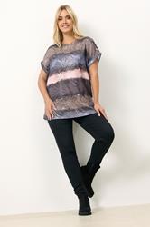 YOURS Plus Size Grey Animal Foil Stripe Top | Yours Clothing 1