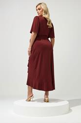 YOURS LONDON Plus Size Burgundy Red Ruffle Hem Wrap Dress | Yours Clothing 2