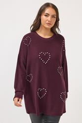 YOURS Plus Size Purple Diamante Soft Touch Jumper | Yours Clothing 3