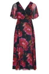YOURS LONDON Curve Black & Pink Floral Abstract Mesh Dress