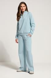 LTS Tall Women's Light Blue Piped Wide Leg Joggers | Long Tall Sally 1