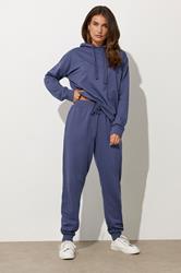 LTS Tall Blue Jersey Drawcord Cuffed Joggers | Long Tall Sally 3