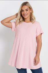 YOURS Plus Size Light Pink Swing Ribbed Top | Yours Clothing 3
