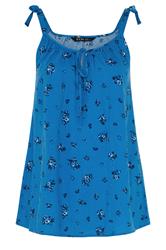 YOURS Curve Blue Ditsy Floral Vest Top