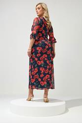 YOURS LONDON Plus Size Navy Blue Floral Keyhole Dress | Yours Clothing 2