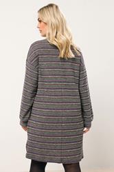 YOURS Plus Size Blue & Grey Textured Stripe Jumper Dress | Yours Clothing 2